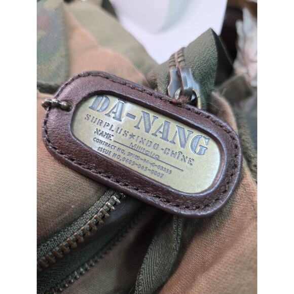 Da-Nang Bag Recycled Green Military Wear Satchel Multi Pockets Snap Zip Vintage - Picture 16 of 16